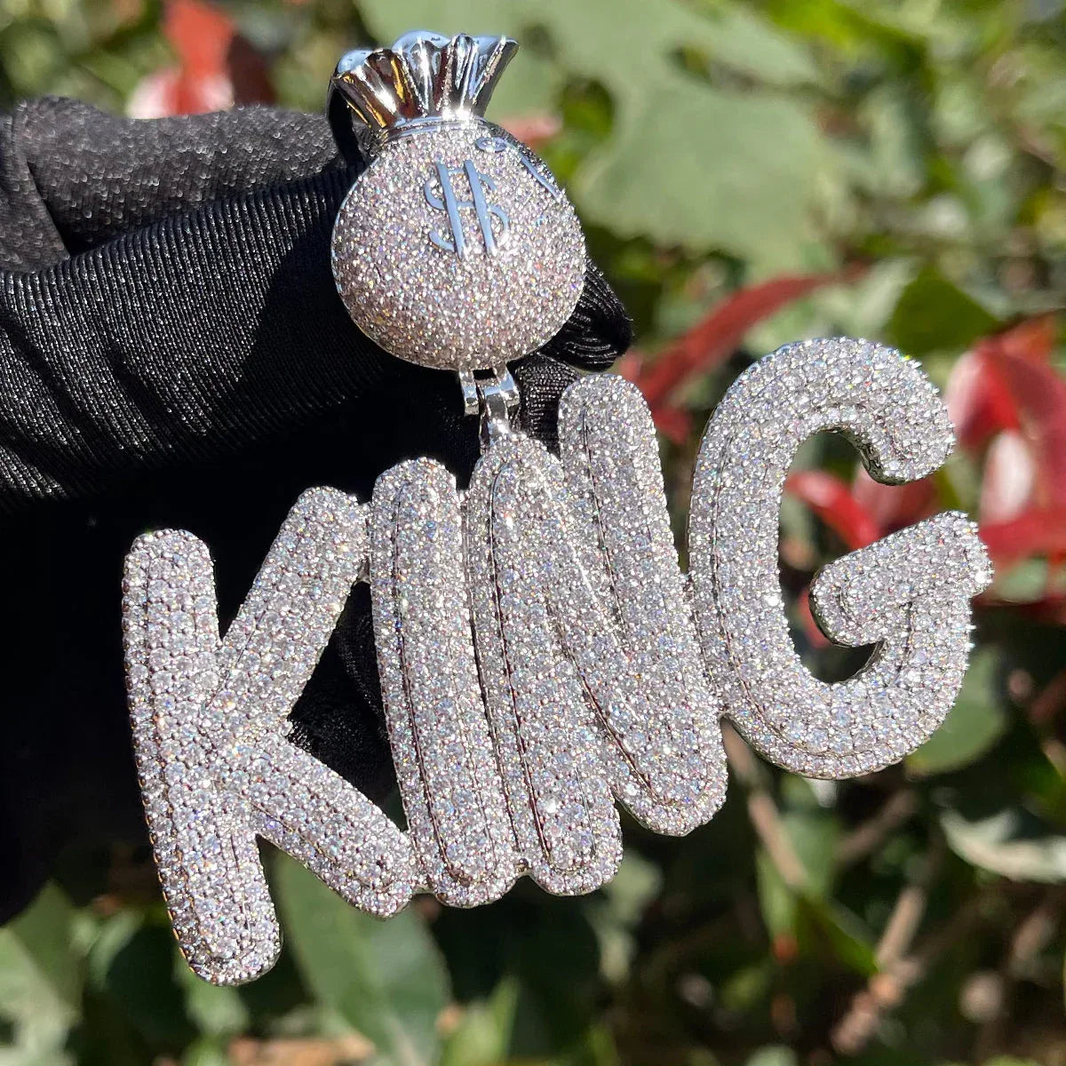 Bag Chaser Drip Iced Out Personalized Custom Name Necklace Pendant - Luxury Custom Jewelry - CaratixJewelry